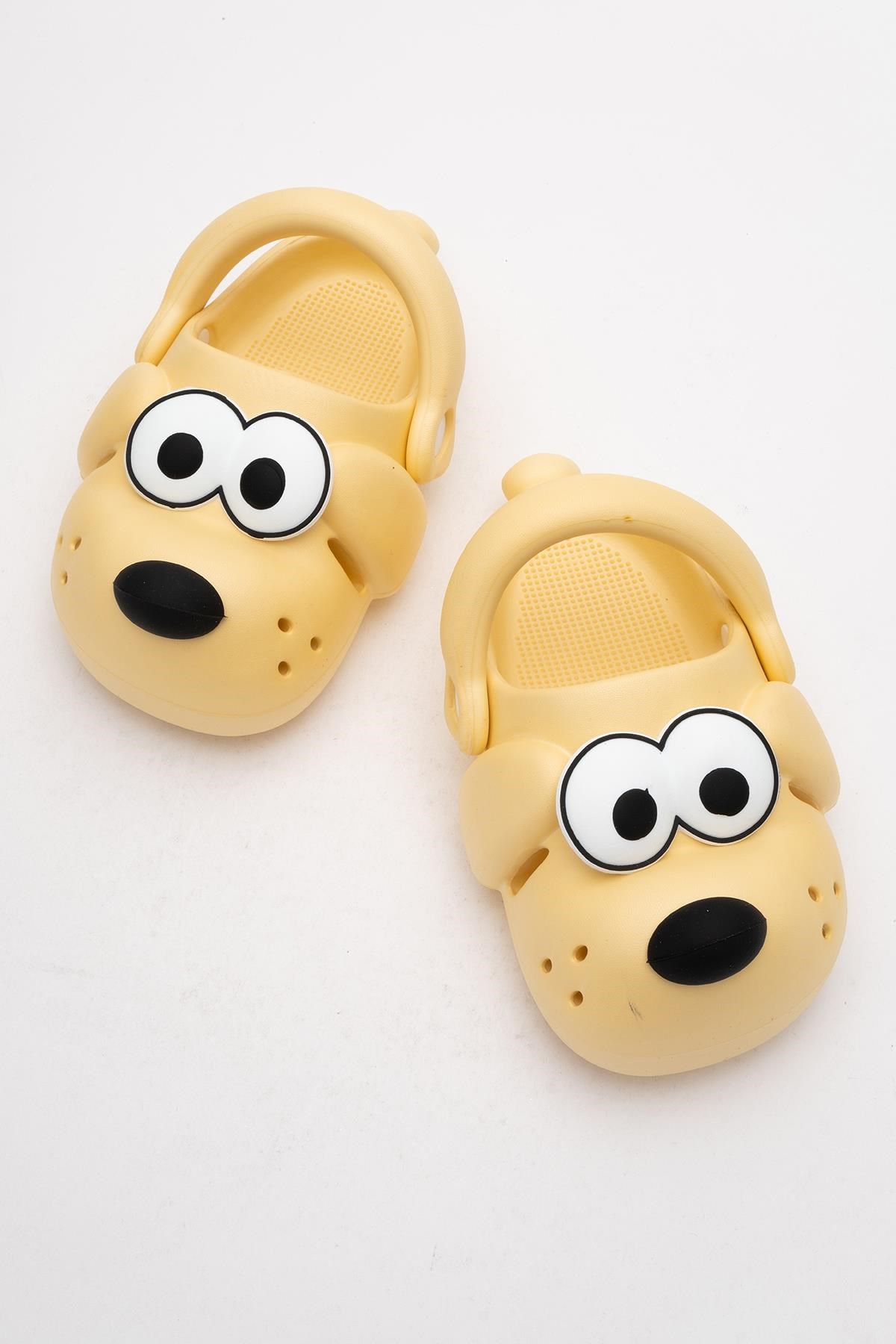 Doggy Sarı Köpek Figürlü Sevimli Günlük Bahçe Sahil Plaj Kreş Unisex Çocuk Terlik&Sandalet