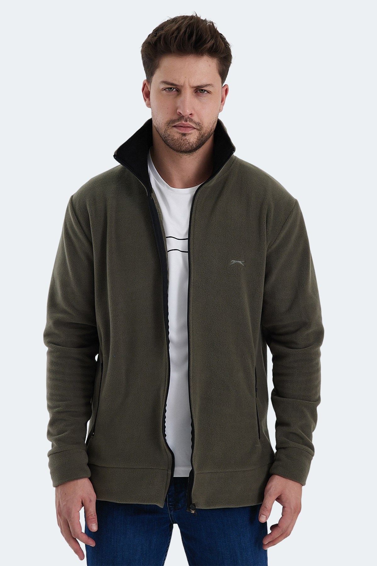 Slazenger KADMOS Erkek Fermuarlı Dik Yaka Cepli Haki Polar ST24WE004 Slazenger KADMOS Erkek Fermuarlı Dik Yaka Cepli Haki Polar ST24WE004