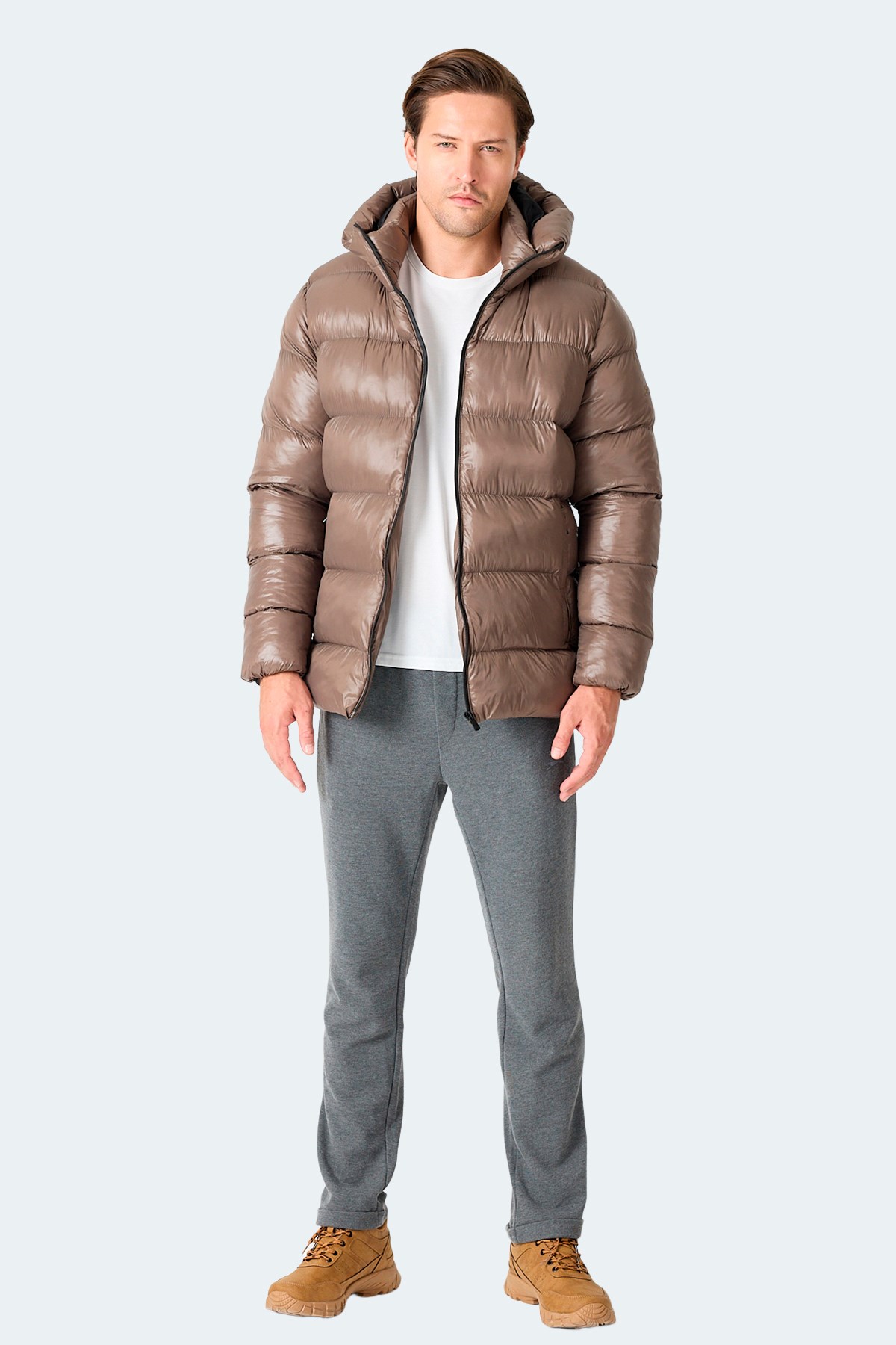 Slazenger HOOT Erkek Kapüşonlu Şişme Kahve Mont & Kaban ST25JE034 Slazenger HOOT Erkek Kapüşonlu Şişme Kahve Mont & Kaban ST25JE034