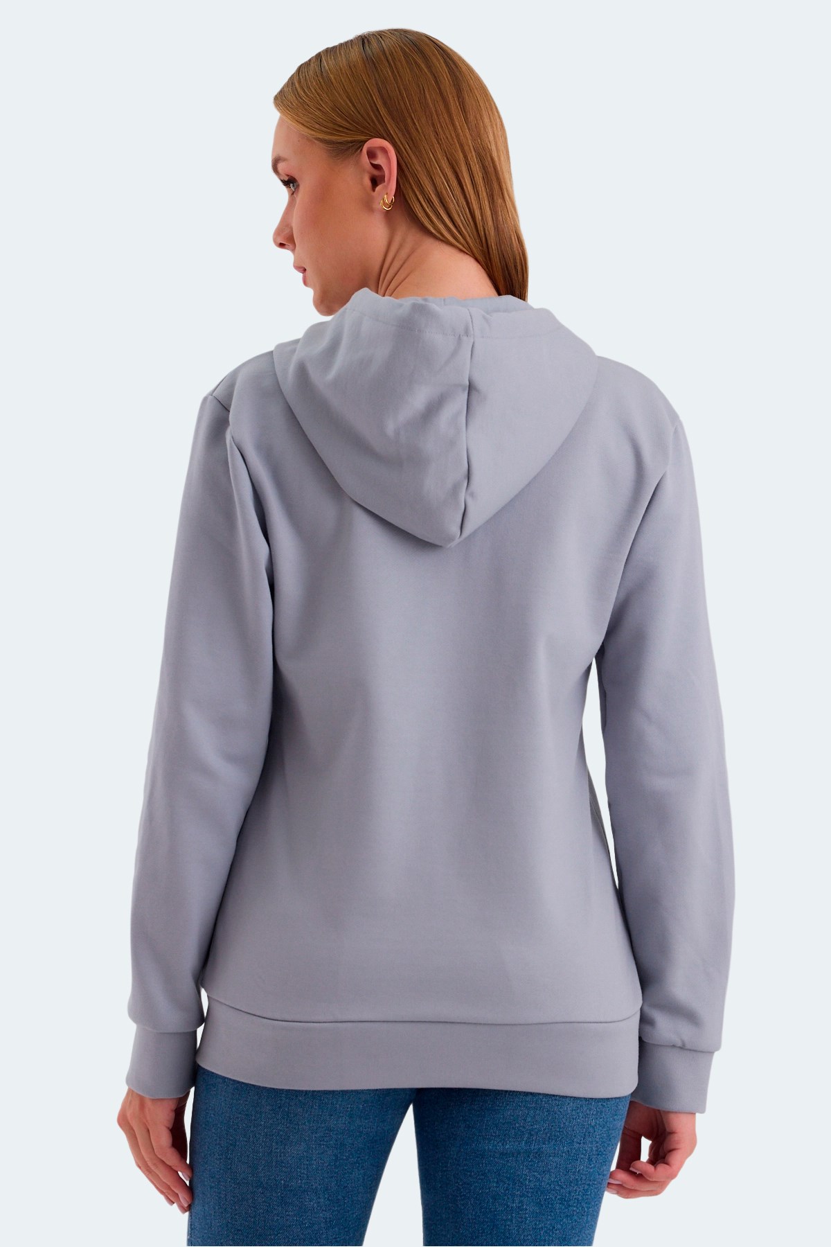 Slazenger KATYA Kadın Fermuarlı Kapüşonlu Cepli Gri Sweatshirt ST23WK081 Gri