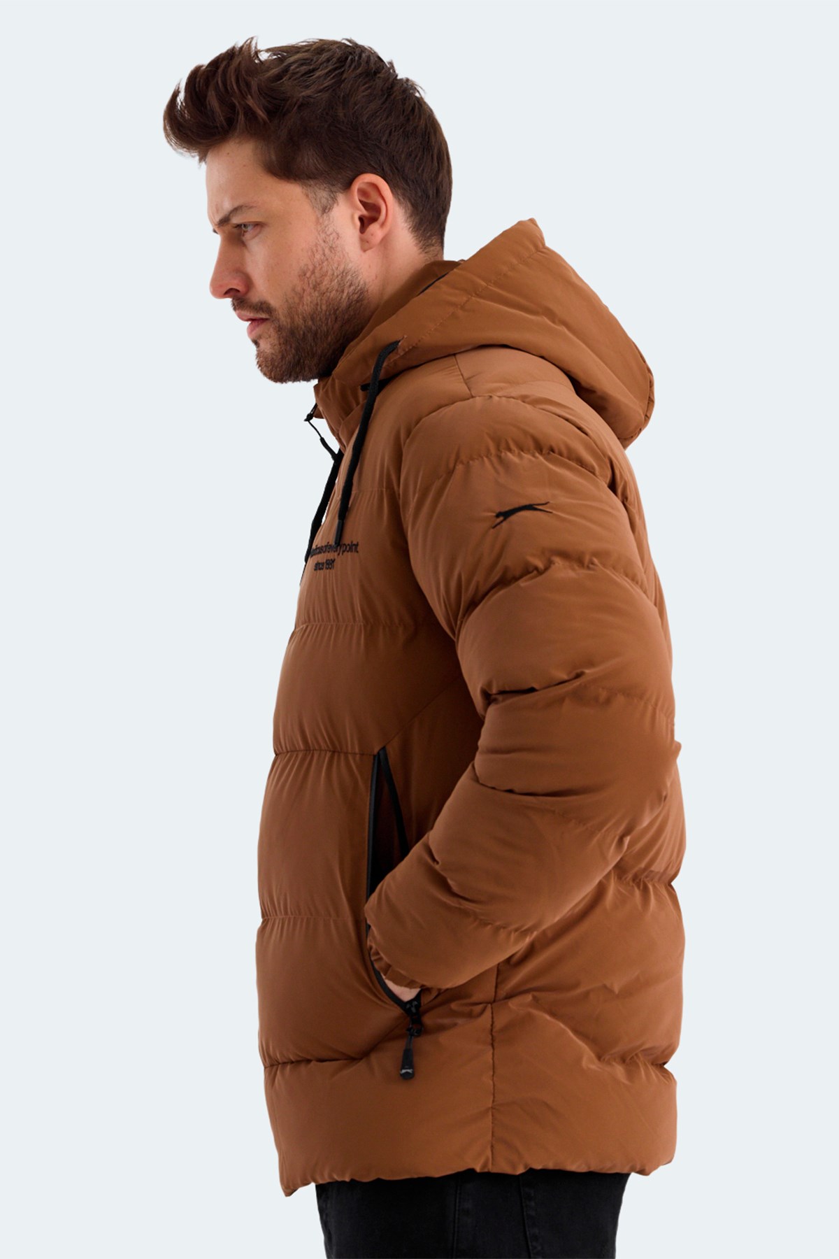 Slazenger HEINER Erkek Kapüşonlu Şişme Taba Mont & Kaban