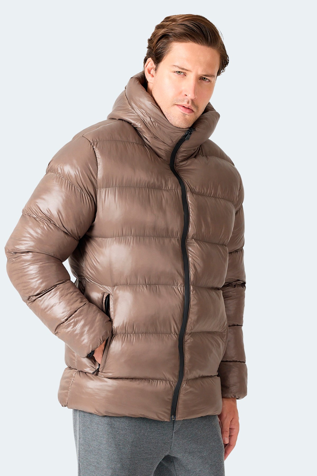 Slazenger HOOT Erkek Kapüşonlu Şişme Kahve Mont & Kaban ST25JE034 Slazenger HOOT Erkek Kapüşonlu Şişme Kahve Mont & Kaban ST25JE034