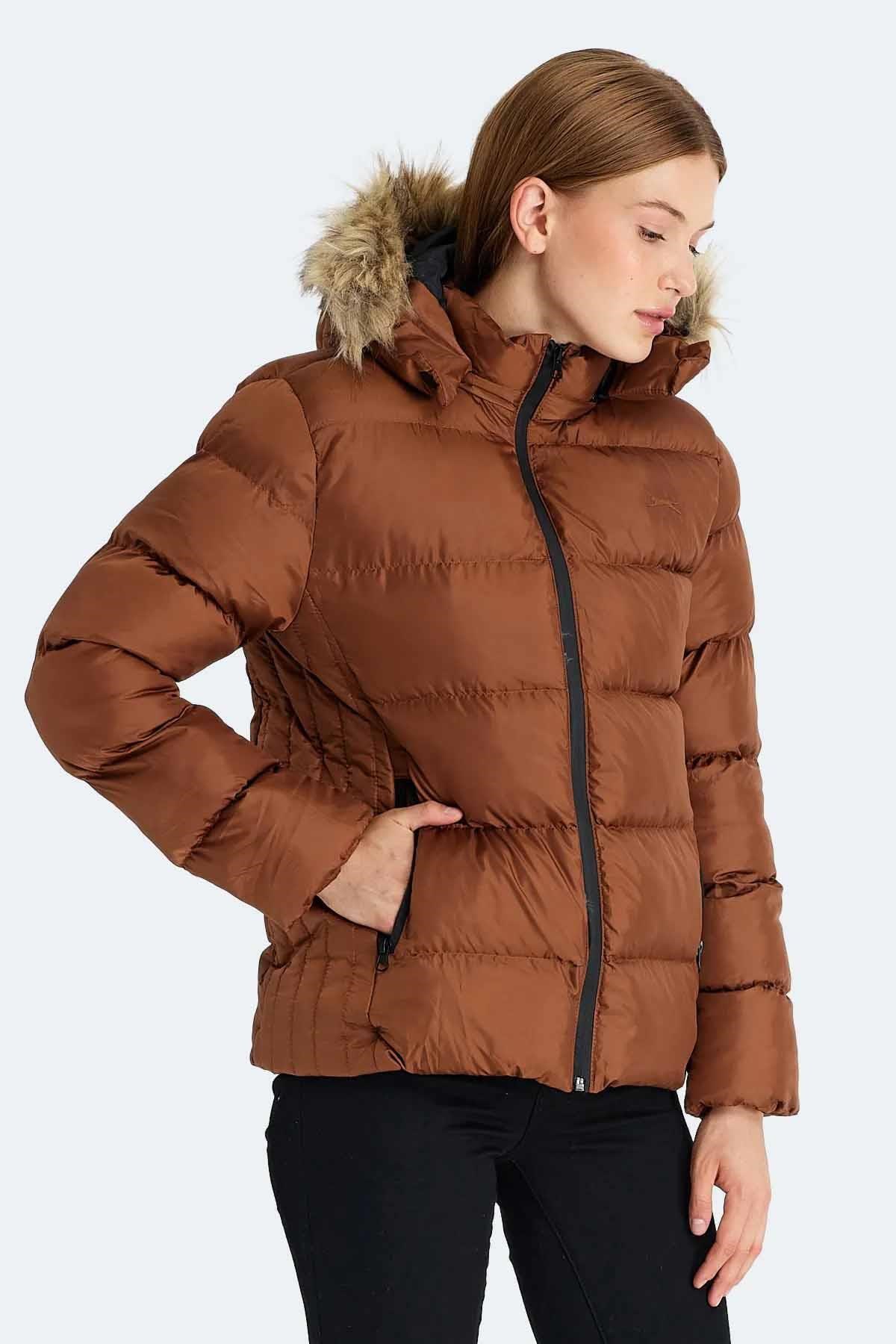 Slazenger GUEST Kadın Kapüşonlu Şişme Taba Mont & Kaban ST23JK020 Slazenger GUEST Kadın Kapüşonlu Şişme Taba Mont & Kaban ST23JK020