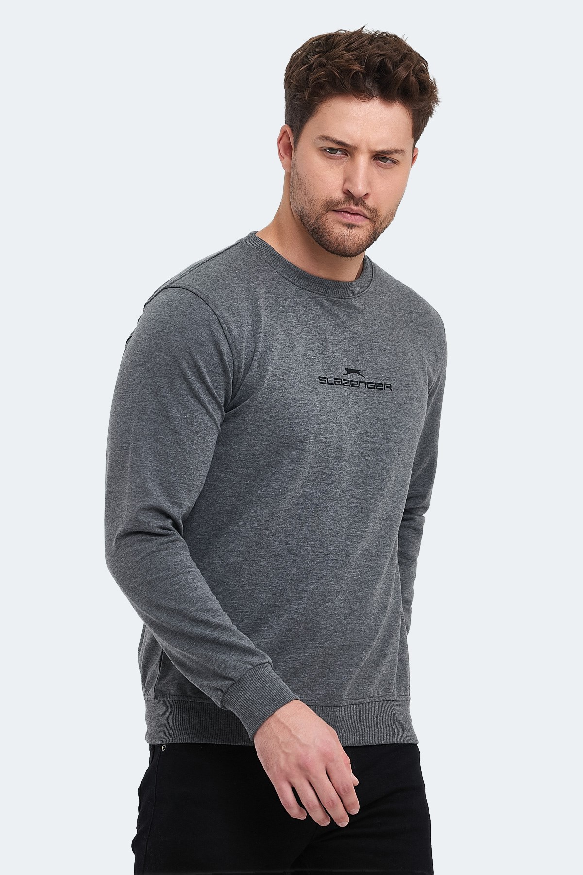 Slazenger ORTWIN Erkek  Koyu Gri Sweatshirt ST23WE146 Koyu Gri