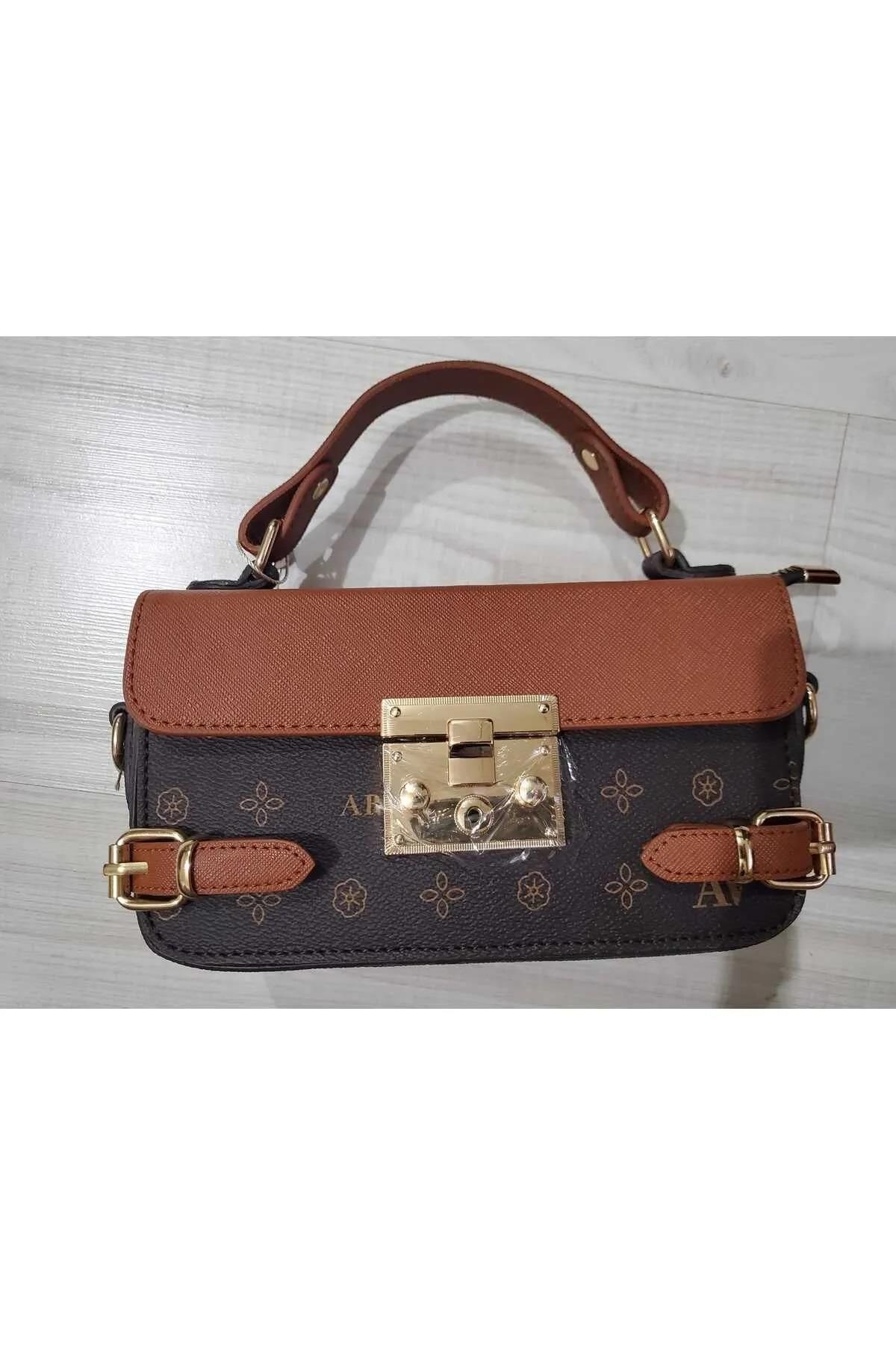 Armine 359 Model Kodlu Baskılı Modern Kadın Omuz Çantası Kahve Çanta