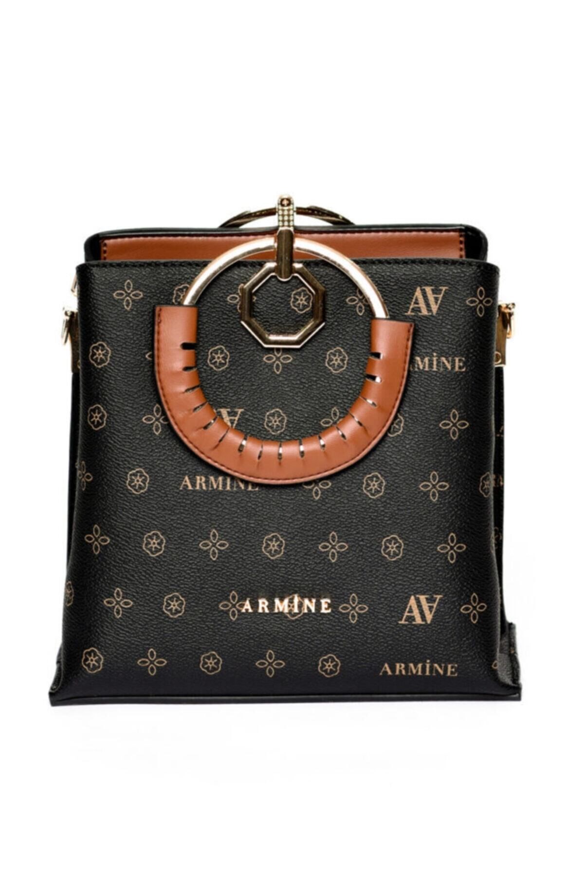 Armine 260 Siyah Baskılı Kadın El Çantası