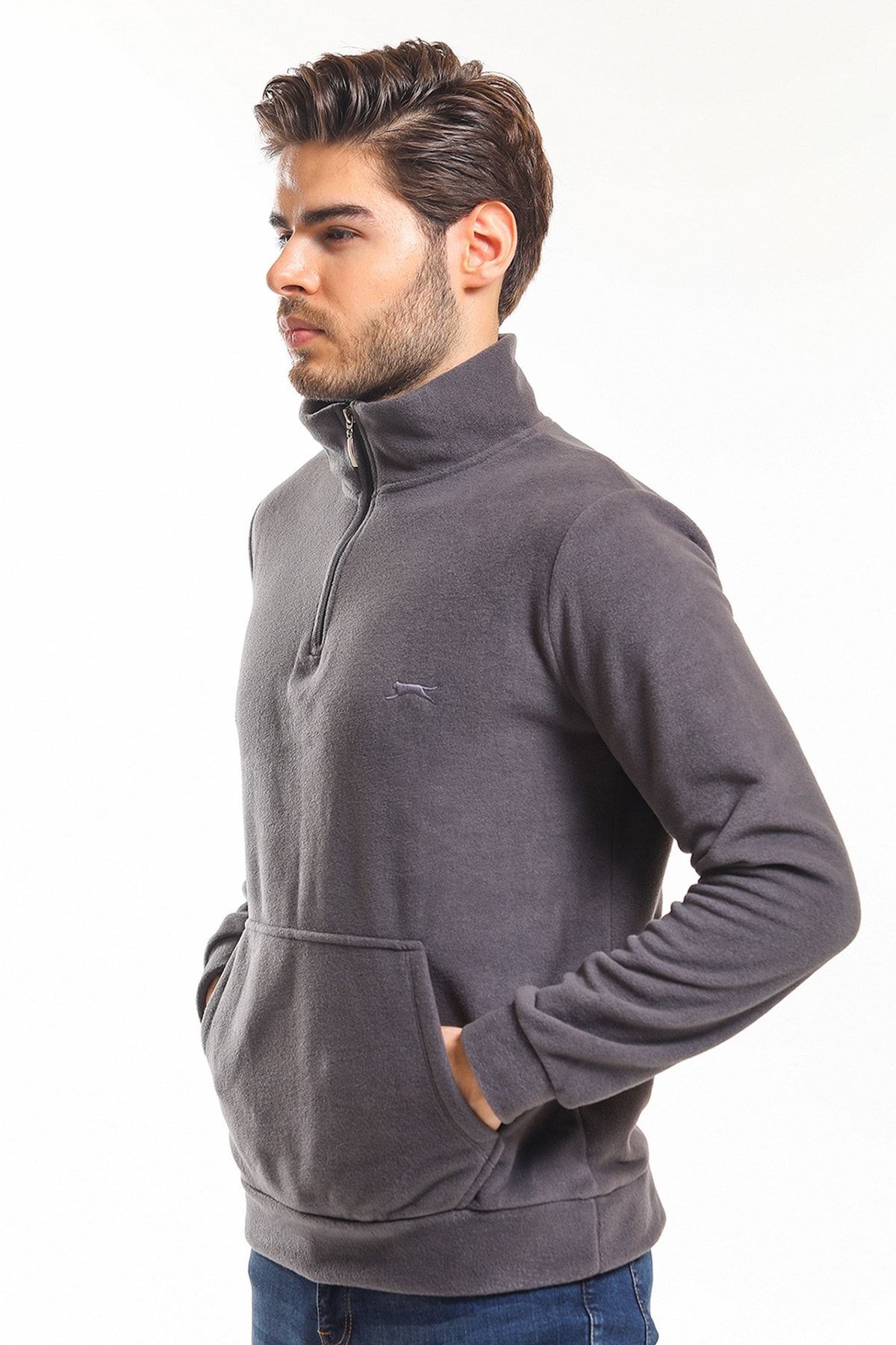 Slazenger SOLID Erkek Sweatshirt K.Gri ST21WE052 Slazenger SOLID Erkek Sweatshirt K.Gri ST21WE052