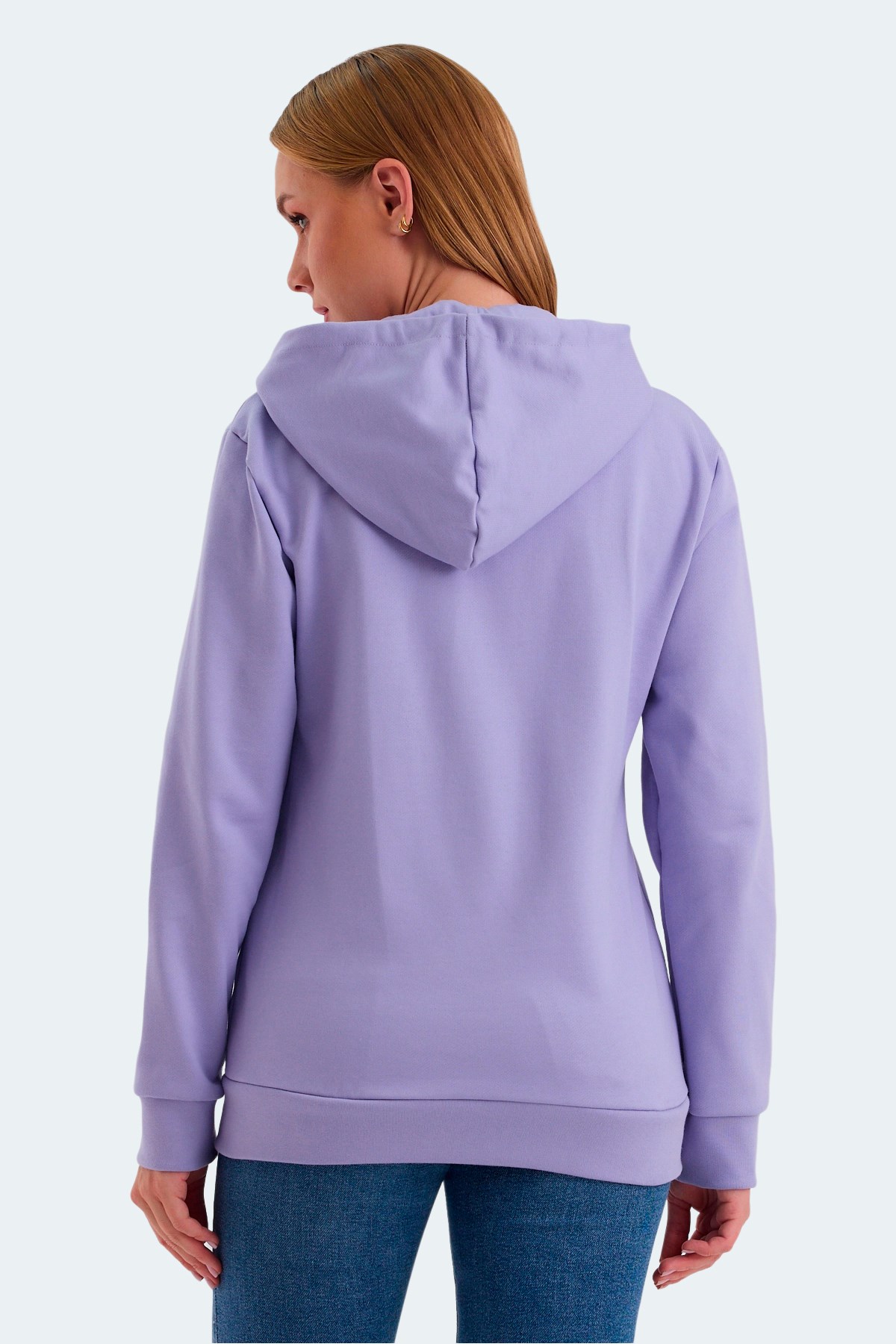Slazenger KATYA Kadın Fermuarlı Kapüşonlu Cepli Lila Sweatshirt