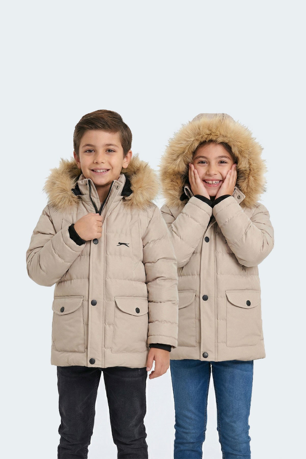 Slazenger NAPOLI Unisex Çocuk Mont Kaban Taş Gri ST23JC054 Slazenger NAPOLI Unisex Çocuk Mont Kaban Taş Gri ST23JC054